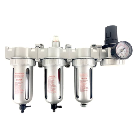 All Tool Depot 1/2" NPT MID FLOW 4 Stages Filter Regulator Coalescing Desiccant Dryer System (MANUAL DRAIN) F-FLMR864N